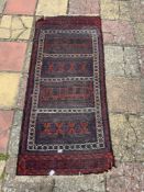 RED GROUND PERSIAN RUG, 210 X 90CMS