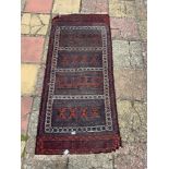 RED GROUND PERSIAN RUG, 210 X 90CMS