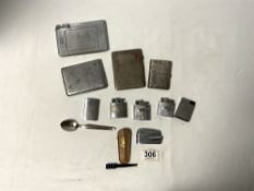 SMALL HALLMARKED SILVER CIGARETTE CASE, EPNS CIGARETTE CASE, RONSON, AND OTHER POCKET LIGHTERS