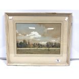 WATERCOLOUR DRAWING OF A LANDSCAPE WITH CHURCH - SIGNED NORMAN T STEPHENSON, 37 X 27CMS