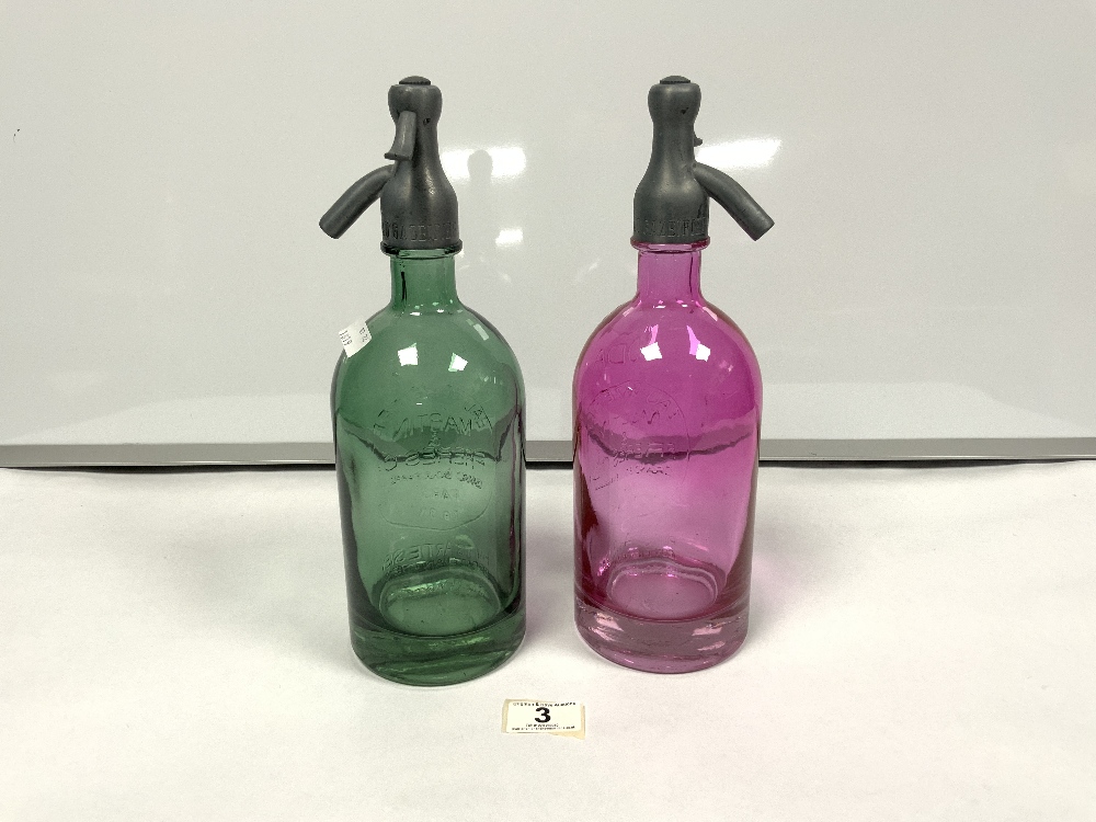 TWO FRENCH-COLOURED GLASS SODA SYPHONS - MARTIN AND FRERES CIE PARIS-FRANCE - Image 2 of 4