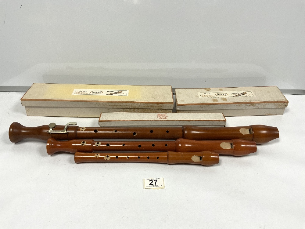 ADLER - THREE DIFFERENT SIZE RECORDERS IN ORIGINAL BOXES, MADE IN GERMANY - Image 3 of 4