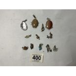 MIXED SILVER/WHITE METAL CHARMS AND PENDANTS