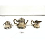 GEORGES FALKENBERG (FRENCH SILVERSMITH) A THREE PIECE WHITE METAL TEA SET