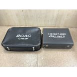 A VINTAGE FREDDIE LAKER AIRLINES SUITCASE AND A BOAC CREW SUITCASE