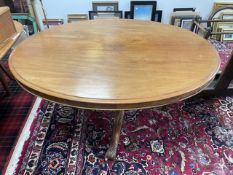 VICTORIAN MAHOGANY OVAL SNAP TOP 100 TABLE ON CARVED TRIPOD BASE A/F, 134 X 106CMS