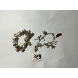 TWO SILVER 925 CHARM BRACELETS WITH 38 CHARMS