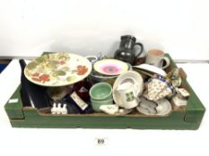 SHELLEY 1930S SAUCER, SMALL PRATWARE PLATES, AND MIXED PORCELAIN AND PLATED SPOONS