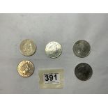 1999-200 FIVE MILLENIUM FIVE POUND COINS