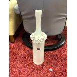 MODERN WHITE CRACKLE GLAZED VASE WITH FLOWER DECORATION, 51CMS