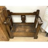 1930S OAK HALL SEAT WITH STORAGE, 90 X 36 X 88CSM