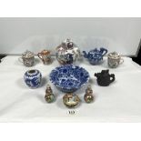 A 20TH CENTURY CHINESE GINGER JAR, TWO CHOCOLATE CUPS AND OTHER CHINA