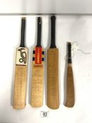 FOUR MINIATURE CRICKET BATS WITH KENT AUTOGRAPHS, 1982, 1987 AND OTHERS NOT DATED