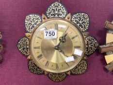 A 1960S FLOWER DESIGN METAMEC WALL CLOCK