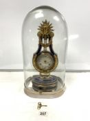 MARIE-ANTOINETTE BLUE AND GOLD PORCELAIN CLOCK, (FROM THE V & A MUSEUM COPY) ON A STAND AND UNDER