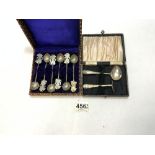 SET OF ANTIQUE WHITE METAL ENGRAVED INDONESIAN SPOONS, 50 GRAMS AND A HALLMARKED SILVER BABY SPOON