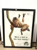 FRAMED STEVE IRWIN POSTER 'HAVE A LOOK AT THIS LITTLE BEAUTY' SIGNED SRI S R IRWIN AND TERI IRWIN,