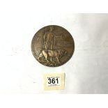 WW1 BRONZE DEATH PENNY (REGINALD MICHAEL PLUNKETT)