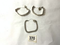 THREE HALLMARKED SILVER BRACELETS, 43 GRAMS