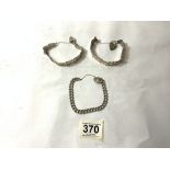 THREE HALLMARKED SILVER BRACELETS, 43 GRAMS