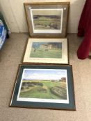 THREE LIMITED EDITION GOLF PRINTS - THE EIGHTEENTH AT ST ANDREWS - BY ROBERT WADE, SIGNED IN PENCIL,