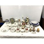 AYNSLEY PEMBROKE VASES, OTHER AYNSLEY ITEMS, TWO WILLOW PATTERN PLATES, TOBY JUGS ETC