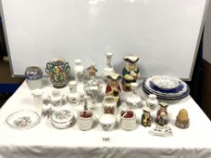 AYNSLEY PEMBROKE VASES, OTHER AYNSLEY ITEMS, TWO WILLOW PATTERN PLATES, TOBY JUGS ETC