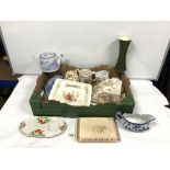 QUANTITY OF MIXED CERAMICS TEAPOT, CHEESE DISH ETC