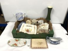 QUANTITY OF MIXED CERAMICS TEAPOT, CHEESE DISH ETC