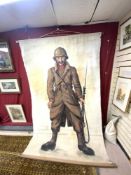 LARGE OIL ON CANVAS STUDY OF A FRENCH SOLDIER, 154 X 246CMS