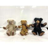 ROBIN RIVE - THREE 'COUNTRY LIFE' TEDDY BEARS, BLONDE, GOLDEN AND BLACK