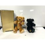 MERRY THOUGHT LIMITED EDITION BLACK PLUSH BEAR AND A MERRY THOUGHT GOLDEN BEAR -'MAGNET SURPRISE'