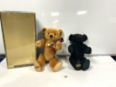 MERRY THOUGHT LIMITED EDITION BLACK PLUSH BEAR AND A MERRY THOUGHT GOLDEN BEAR -'MAGNET SURPRISE'