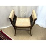 EDWARDIAN INLAID MAHOGANY SLEIGH STOOL