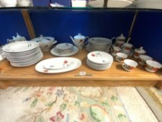 CARMEN PORCELAIN FLORAL 38 PIECE DINNER AND TEA SET, AND A FELHMANN GERMANY FLORAL 14 PIECE TEA SET