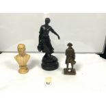 LATE 19TH CENTURY SPELTER FIGURE OF A DUTCH WATER LADY CARRYING JUG, SIGNED