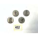 FOUR COMMEMORATIVE COINS FOR BRITTANIA, EDWARD III LACOBUST, SIR JOHN MOORE