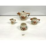 FOUR-PIECE WIDDECOMBE POTTERY HUNTING THEME TEA SET