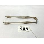 PAIR OF GEORGE III HALLMARKED SILVER BRIGHT CUT SUGAR TONGS BY PETER AND ANN BATEMAN, 14CMS, 31