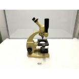 A 1940S/50S MICROSCOPE, MADE BY COOK - TROUGHTON AND SIMMS LTD YORK ENGLAND, INSTRUMENT NUMBER -