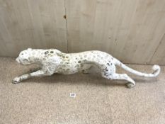 PAINTED BRONZE FIGURE OF A LEOPARD, 118CMS