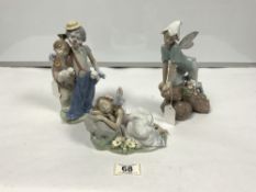 TWO LLADRO FIGURES FROM THE PRIVILIAGE COLLECTION OF 'FARIES' AND ANOTHER OF A DOWN GROUP, THE