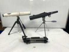 A TASCO TELESCOPE 15 X 45 X 50MM, ZOOM MODEL 20EB, AND A TELESPORT TELESCOPE 9 X 34 X 40MM AND