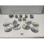 VICTORIAN MINIATURE RIDGWAY MAIDEN HAIR BLUE AND WHITE TEA SET, 14 PIECES