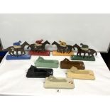 NINE VINTAGE PAINTED WOODEN HORSES, MADE FOR FAIRGROUND GAME