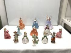 ROYAL DOULTON FIGURE 'JUNE' A/F HN2991. TWO 'PENNY'S' HN2338, AND COALPORT AND WORCESTER FIGURES