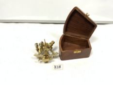 REPRODUCTION BRASS SEXTANT IN MAHOGANY CASE