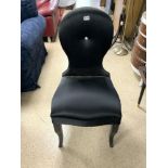 BLACK SATIN UPHOLSTERED BOUDOIR CHAIR