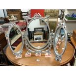 SILVER PAINTED TRIPLE DRESSING TABLE MIRROR