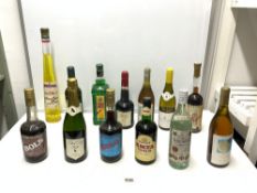 THIRTEEN BOTTLES OF WINES AND SPIRITS - INCLUDING GALEANO, AMARETTO DELLA TORRE MACRON - VILLAGES